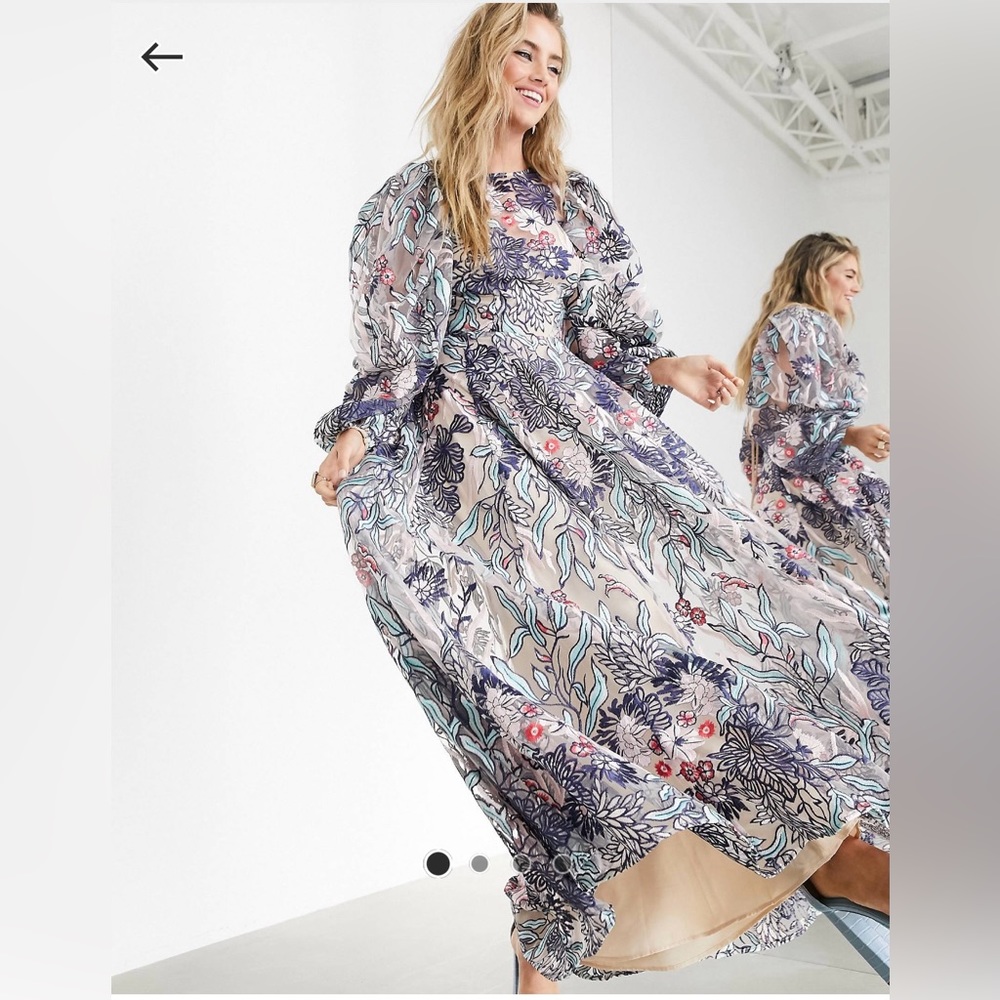 ASOS EDITION Floral Embroidered Maxi Dress - Size 4/SMALL